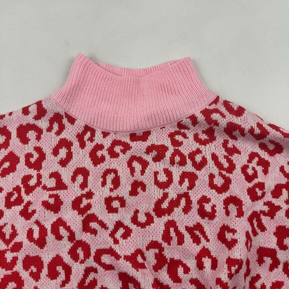 Cabana by Crown & Ivy Pink Animal Print Pullover Sweater Mock Neck 3/4 Sleeve L - Picture 6 of 9